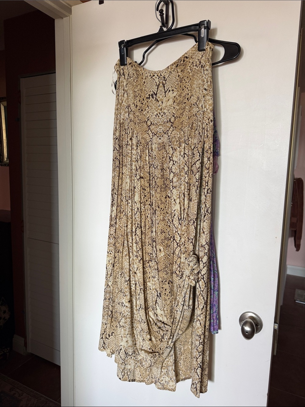 Snake-Print Beige Maxi Skirt